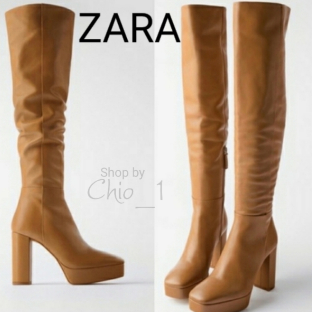 Zara Brown High Heel Ankle Boots